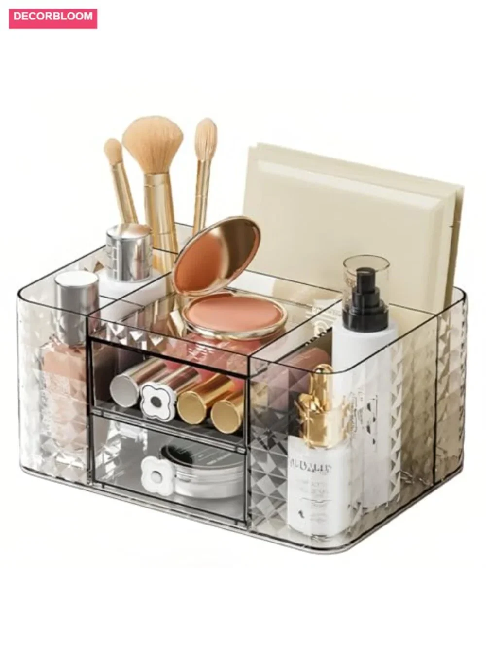 Acrylic Makeup Organizer with Drawers - Vanity Countertop Cosmetic Storage